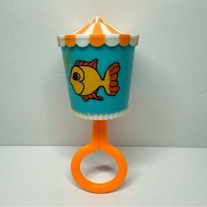 Vintage EvenFlo Chime Goldfish Rattle Carousel Fish Baby Toy Orange Hong Kong
